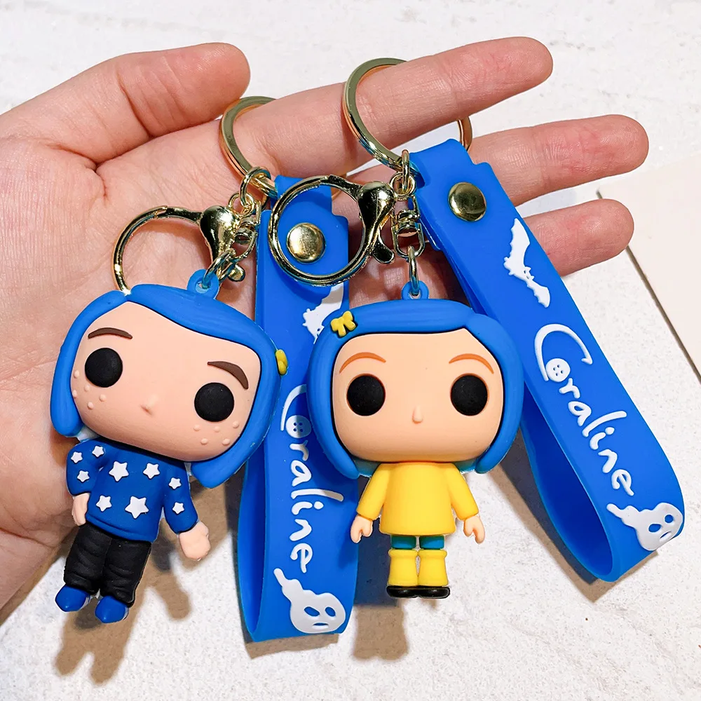 Classic Movie Coraline & the Secret Door Doll Keychain Coraline Model Pendant Key Chain Toy for Car Bag Ornament Charm Keyholder