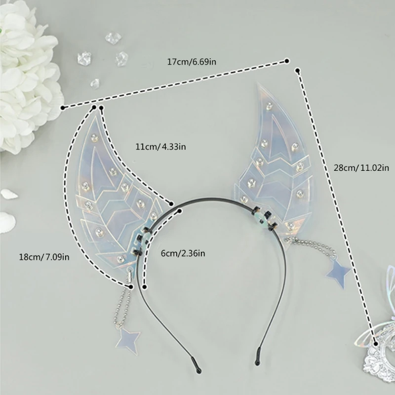 A3pb Anime Head Band Machinery Sharkteeth Ear Hairhoop Women Roleplay Costume da faixa cabelo