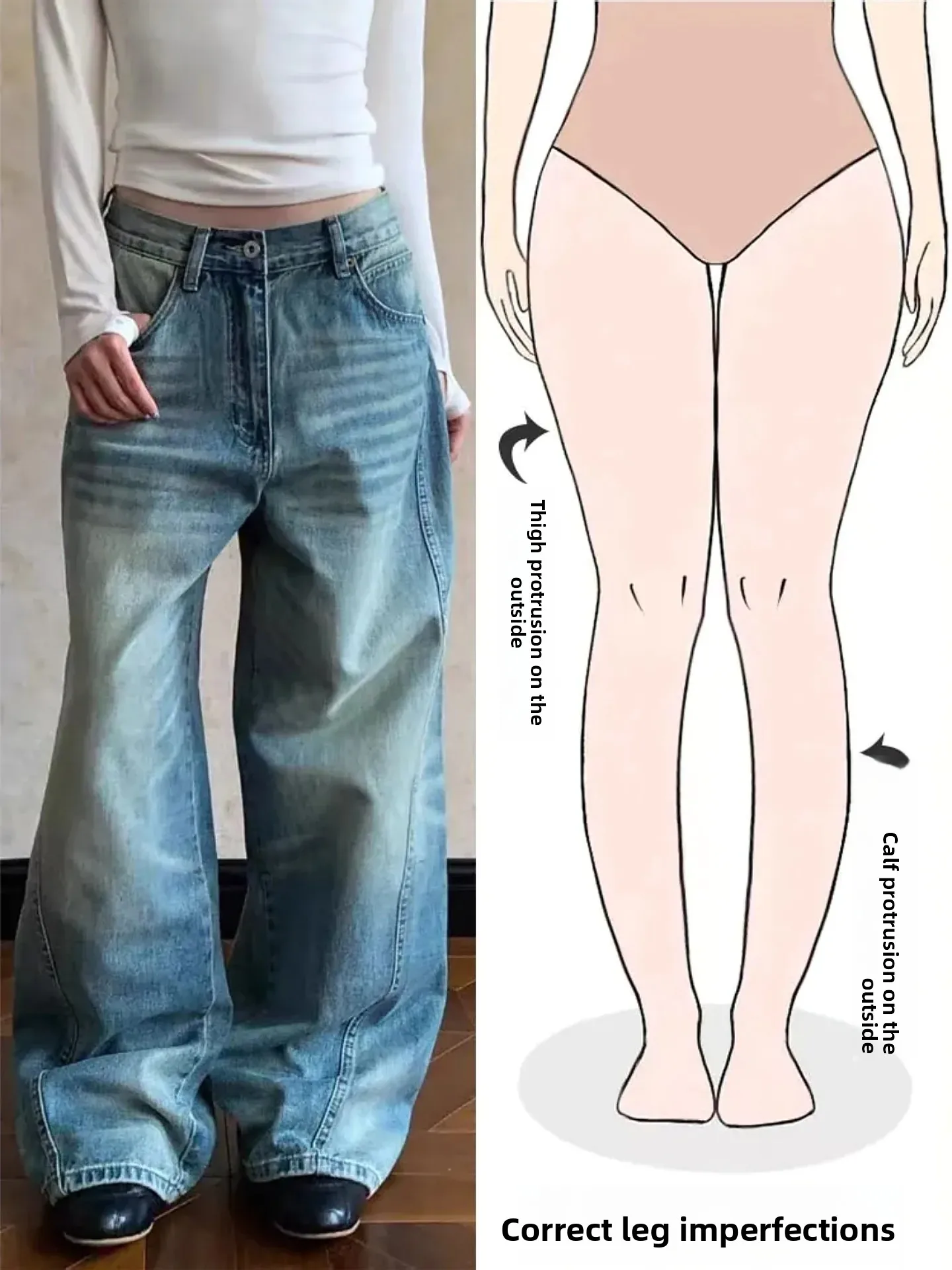 

Джинсы женские с высокой талией и широкими штанинами, в стиле ретро, с эффектом потертости, американского кроя, для фигуры типа «груша», весенняя новинка, уличная мода