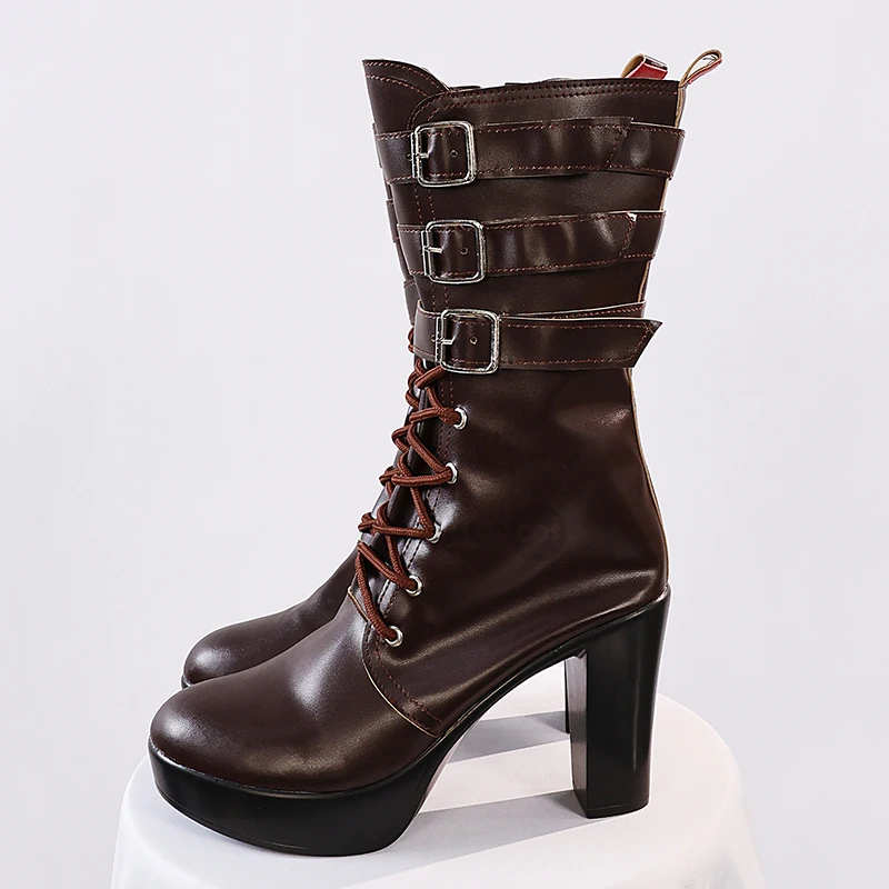 Zenless zona zero ukinami yuzuha jogo cosplay sapatos botas de couro preto do plutônio para mulheres meninas halloween carnaval festa adereços