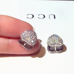 New Fashion Design Earrings Super Flash Set Zircon Heart Temperament Exquisitely Plated 18K Gold Earrings Jewelry Girl Gift