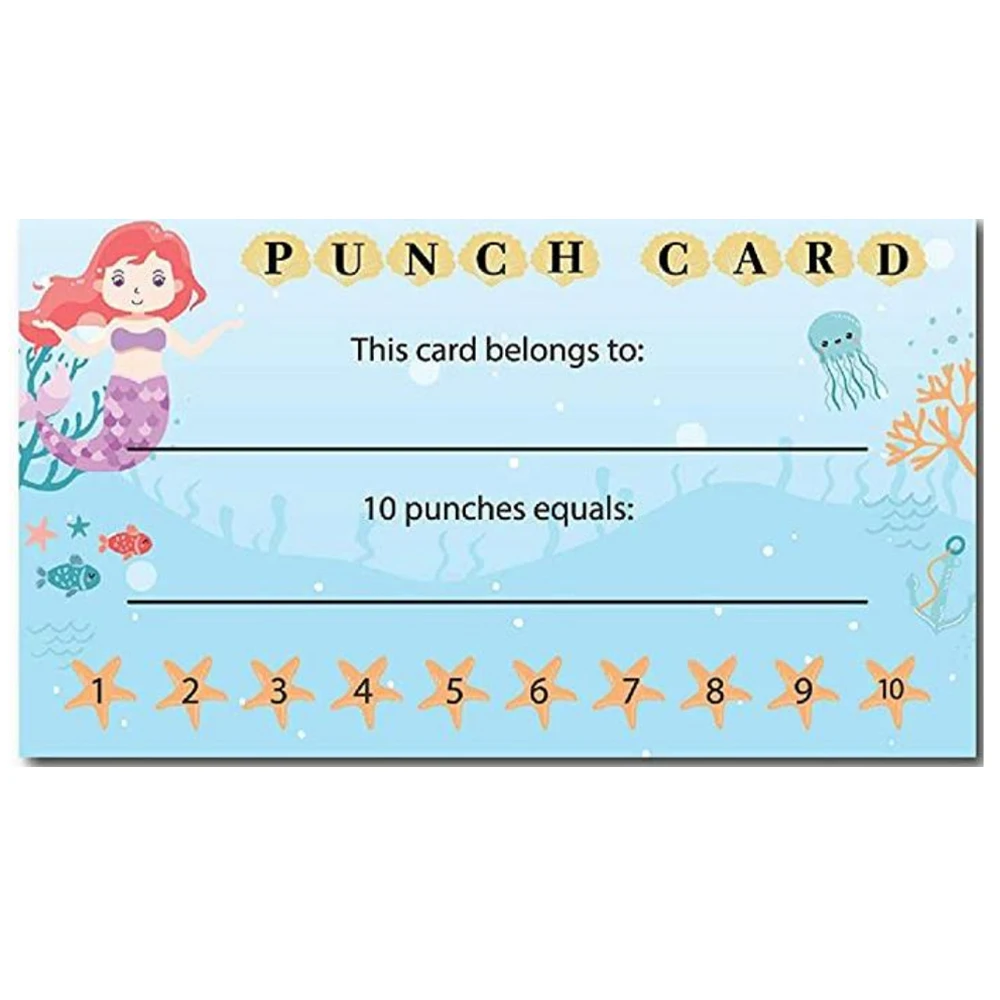 10-50pcs Cartoon Reward Incentive Punch Cards for Kids Classroom Student Home Behavior Incentive Card for Children Motivational