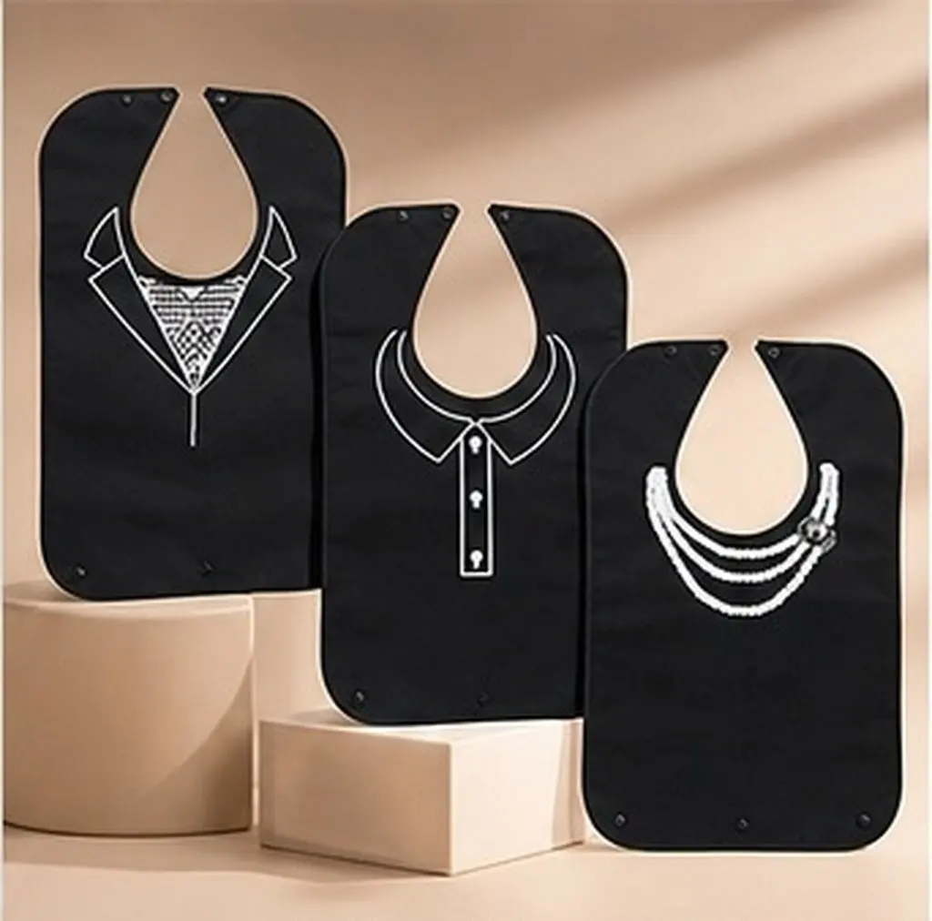 3Pcs Senior Adult Bibs Waterproof Eating Bib for Elderly Disabled Washable Decorative Printed Bib Adjustable Neck to Leg Clothes