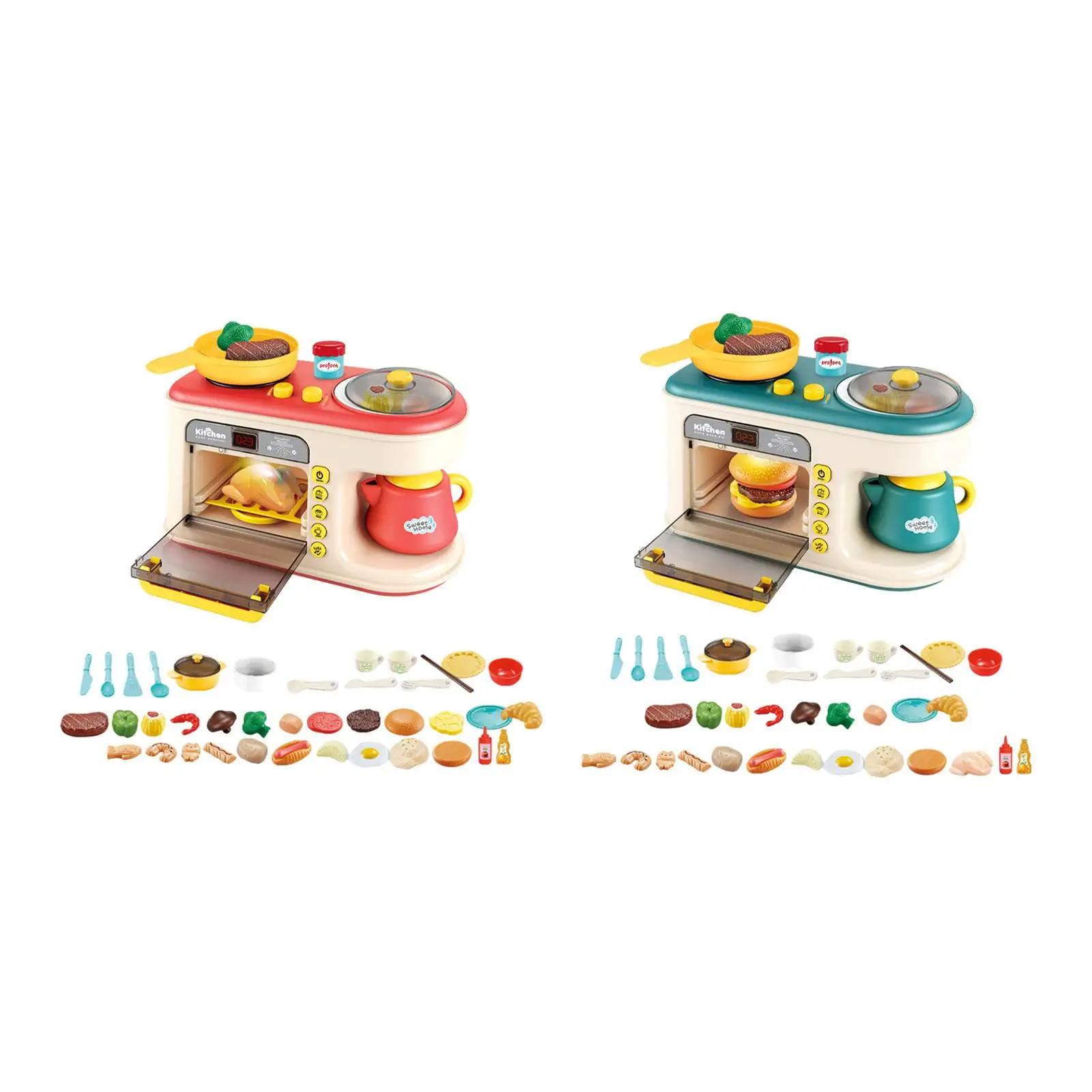 

Kitchen Playset with Oven Color Changing Food Electronic Oven Toy for Early Development Interaction Birthday Party Education