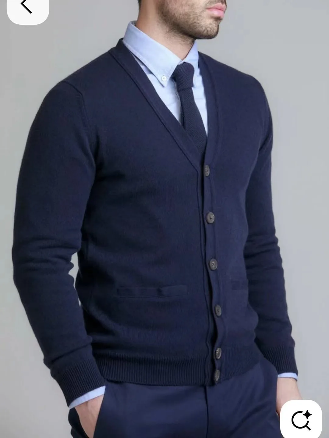 Men's Sweater Jacket Autumn Winter New Knitted Sweater V-neck Long-sleeved Slim Cardigan Thread