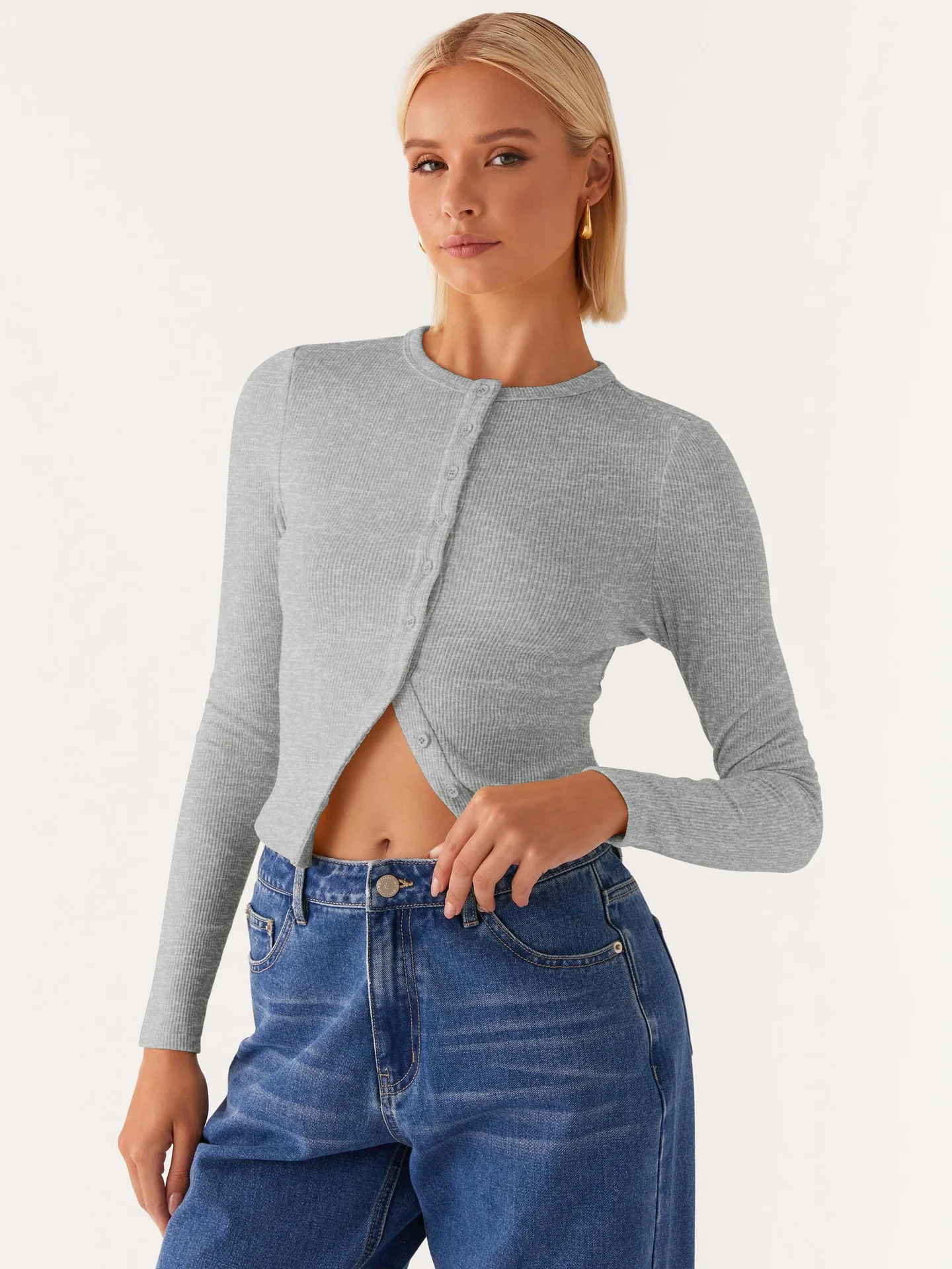 Solid Color Slim-fit Premium Long-sleeved Button-up Cardigan Top Sweater Women Casacos De Inverno Feminino Y2k Clothes
