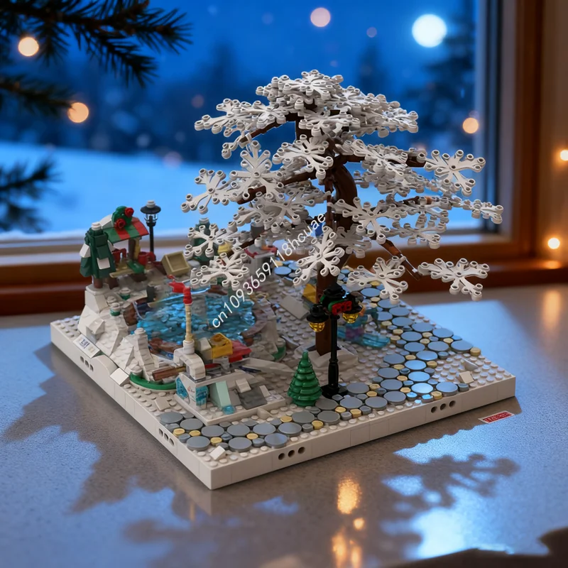 

460 шт. MOC зимняя деревня демонстрационные наборы сезонная модель строительные блоки сборка DIY идея рождественские подарки развивающие игрушки для детей