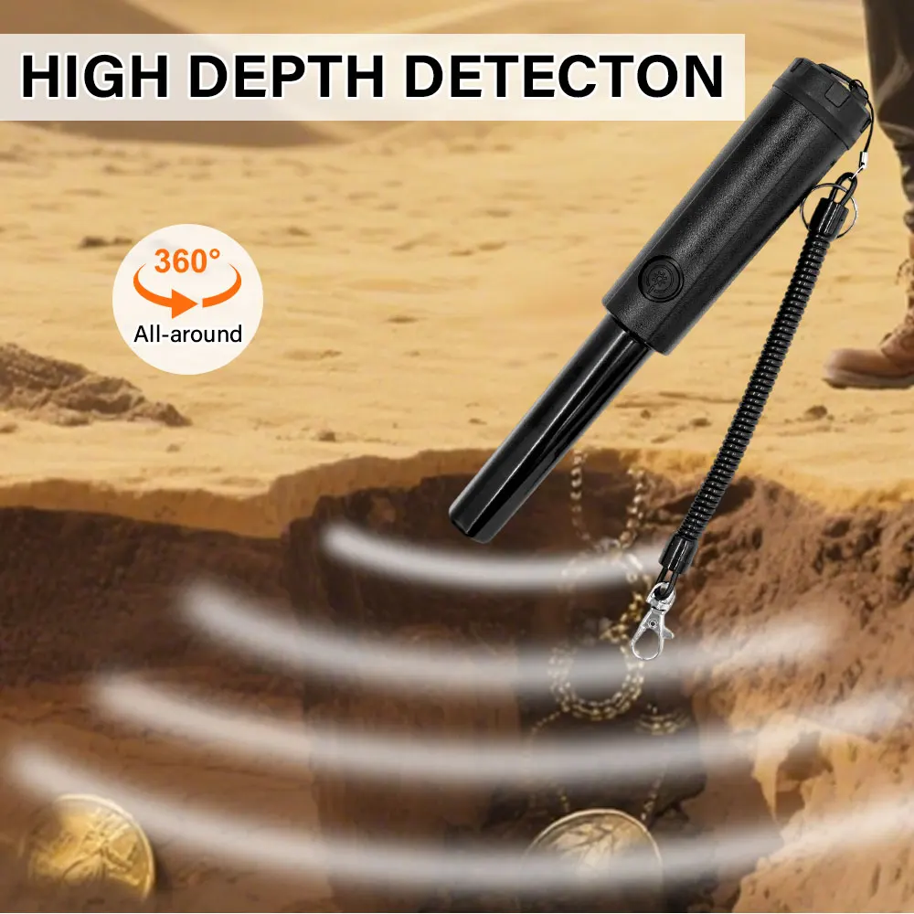 เครื่องตรวจจับโลหะแบบพกพา TC-116 กันน้ำได้อย่างสมบูรณ์ ไฟ LED ปรับได้ เครื่องตรวจจับแบบมือถือ ระบุตำแหน่งได้อย่างแม่นยำ ค้นหาทองคำ