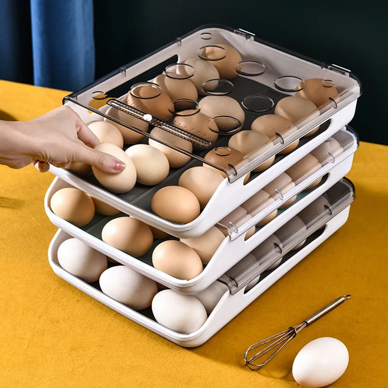 

Refrigerator Egg Storage Box Kitchen Refrigerator Home Preservation Storage Box Plastic Stackable Egg Carton Multi-layer Tray