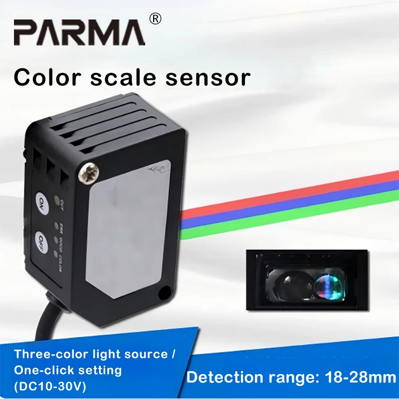 Color sensor - Color recognition sensor - Color mark deviation correction - Color photoelectric switch - Bar-shaped light spot