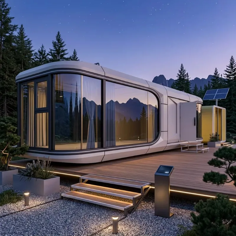 Modern Space Capsule Tiny House Prefab ADU Modular Home For Backyard Living Airbnb Rental With Smart Control System