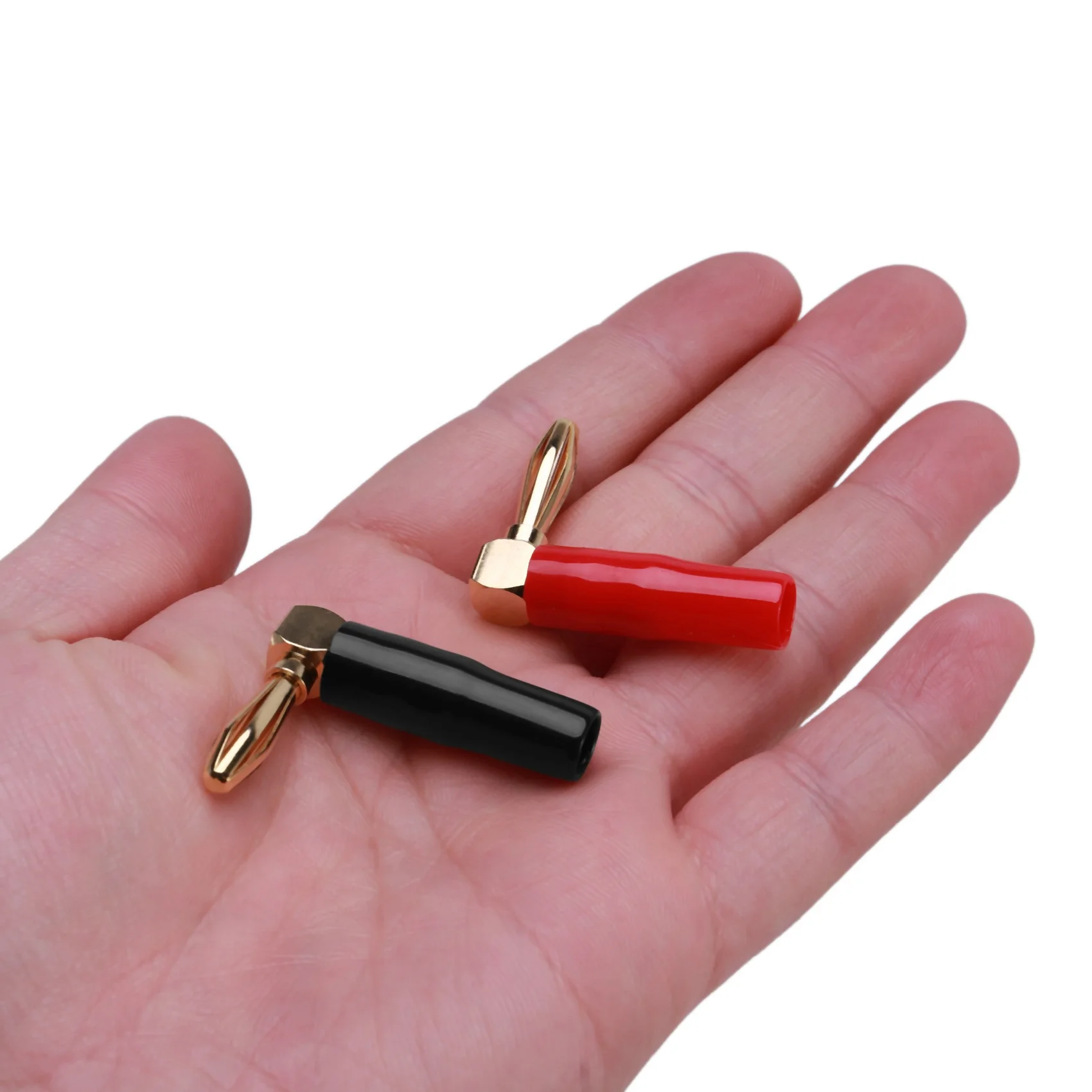 AA81-[8 Pack] Hi-End Copper Right Angle/90 Degree Screw Type Banana Plug / Speaker Cable Connector [Banana De L]