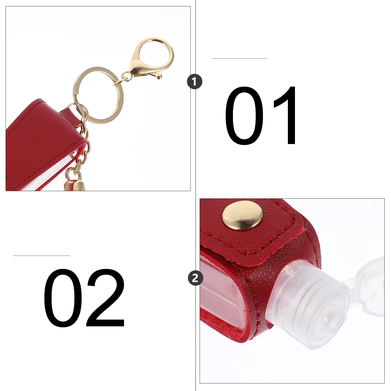 

5pcs Keychain Disinfectant Bottle Holder Travel Size Hand Toiletry PU Empty Bottles Leak Proof Multifunctional