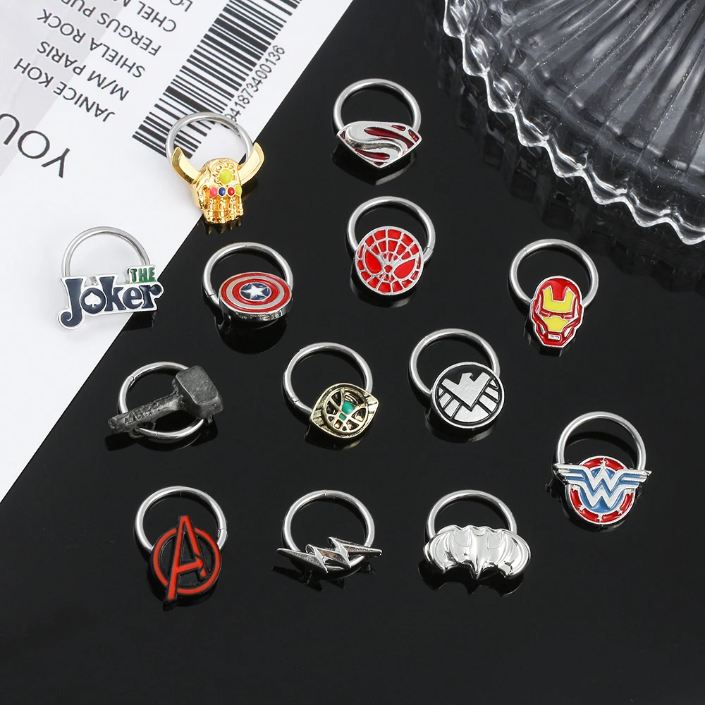 Disney Marvel Superhero Nose Ring Bat Iron Man Spider Man Cosplay Nose Ring Men's Jewelry Gifts Jewelry