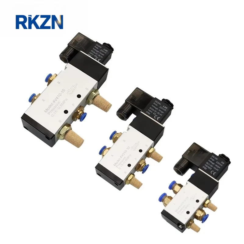 Pneumatic Electric Solenoid Valve 5 Way 2 Position Control Air Gas Magnetic 4V110-06 4V210-08 4V310-10 4V410-15 DC12V 24V AC220V