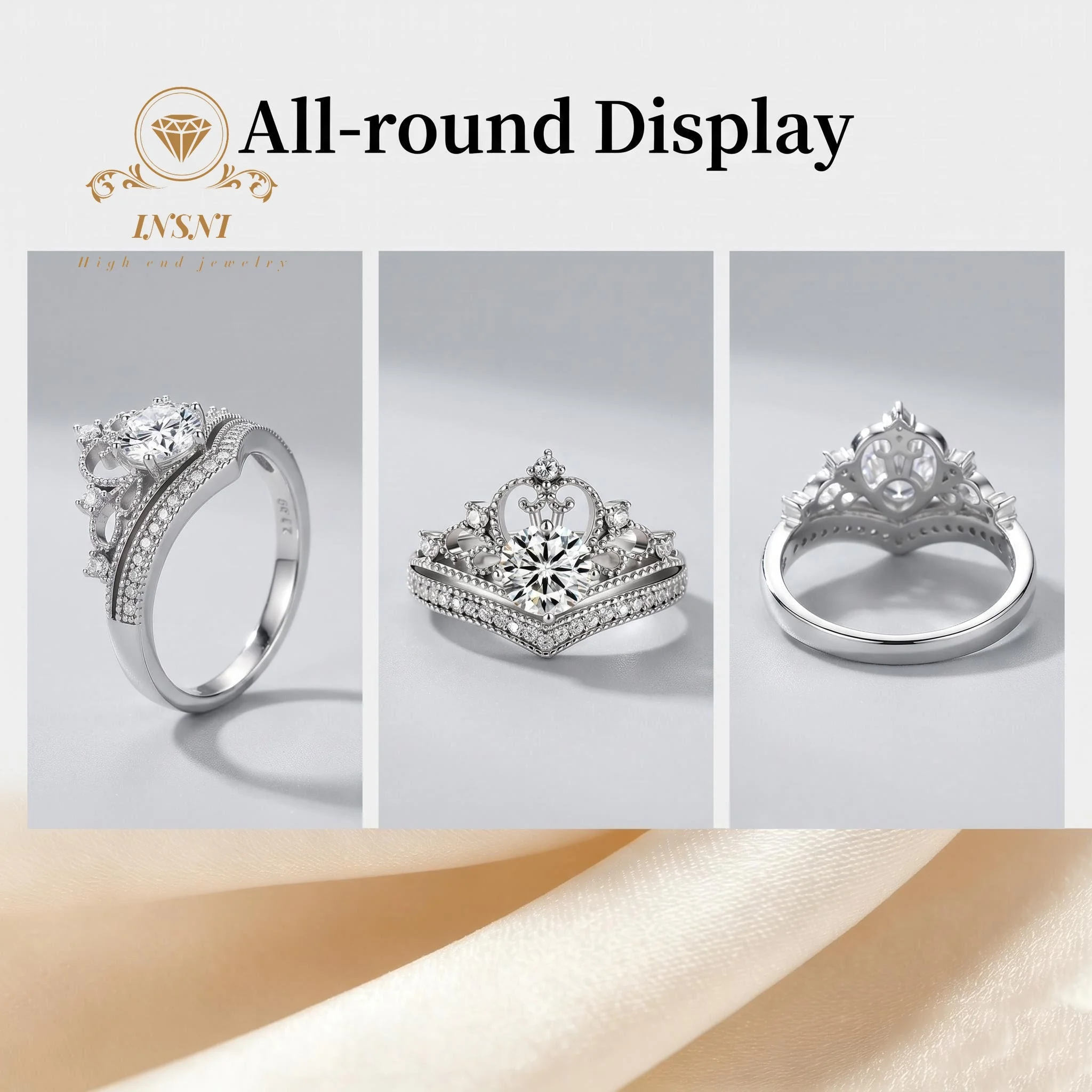 Princess Ring on the Run Moissanite Adjustable Open Ring Niche Premium S925 Sterling Silver Affordable Light Luxury Jewelry Gift