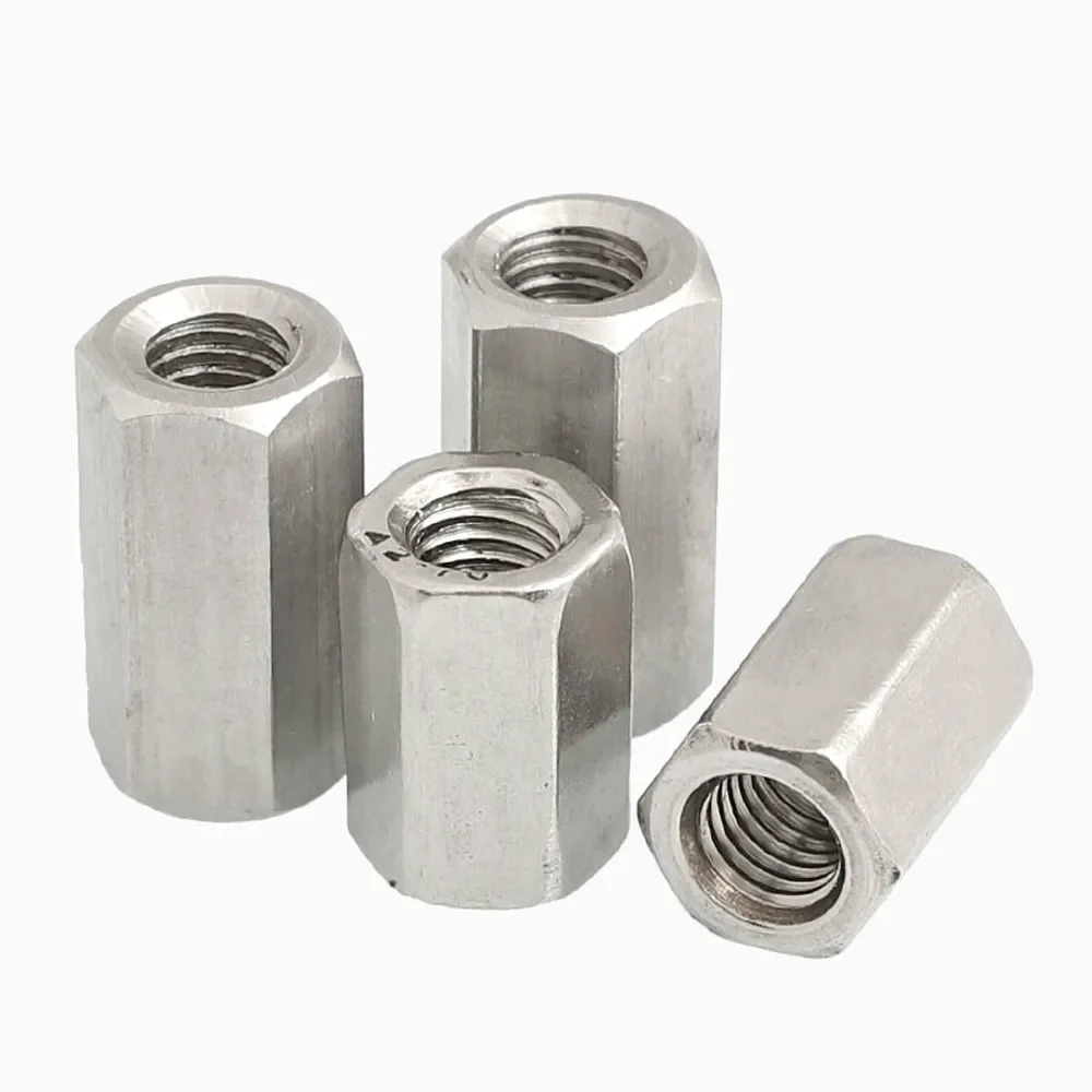 

2pcs M6 M8 Hex Coupling Nut Rod 304 A2 Stainless Steel Long Hexagonal Connection Thread Fit Blot All-Thread Bar Stud