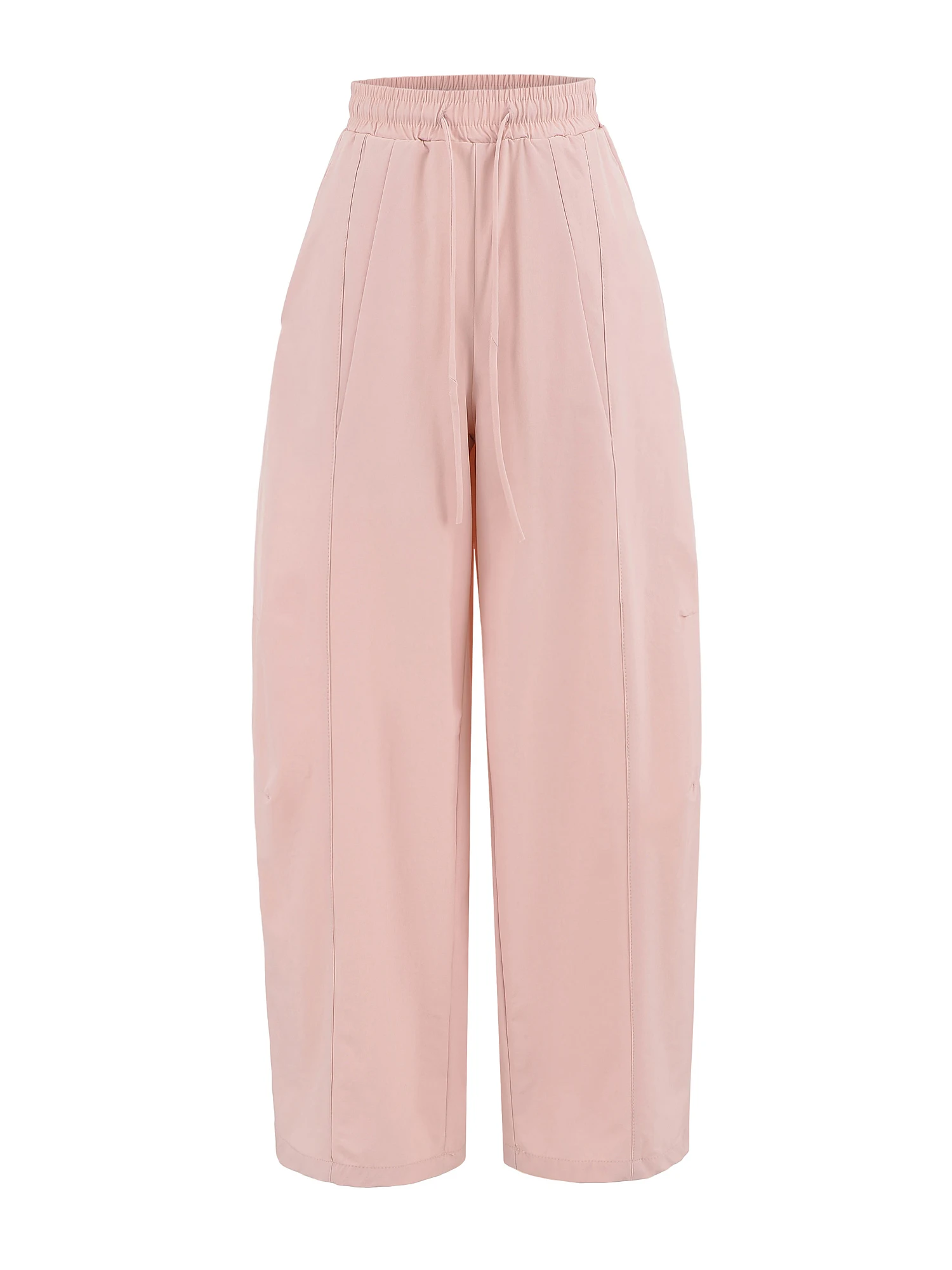 Amerikaanse Sle hoge taille wijde pijpen broek Dstring losse pasvorm casual broek ademend luie vloerlengte gordijnbroek