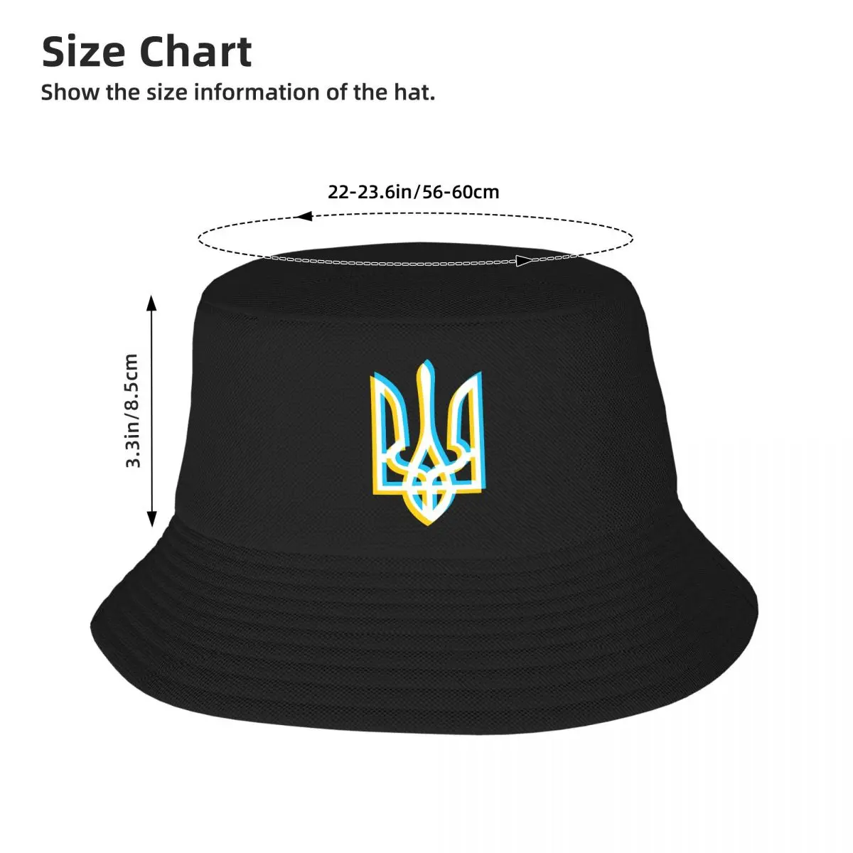 Overlapping Two-colored Tryzub Bucket Hats Panama Hat Children Bob Hats Reversible Fisherman Hats Beach Fishing Unisex Caps