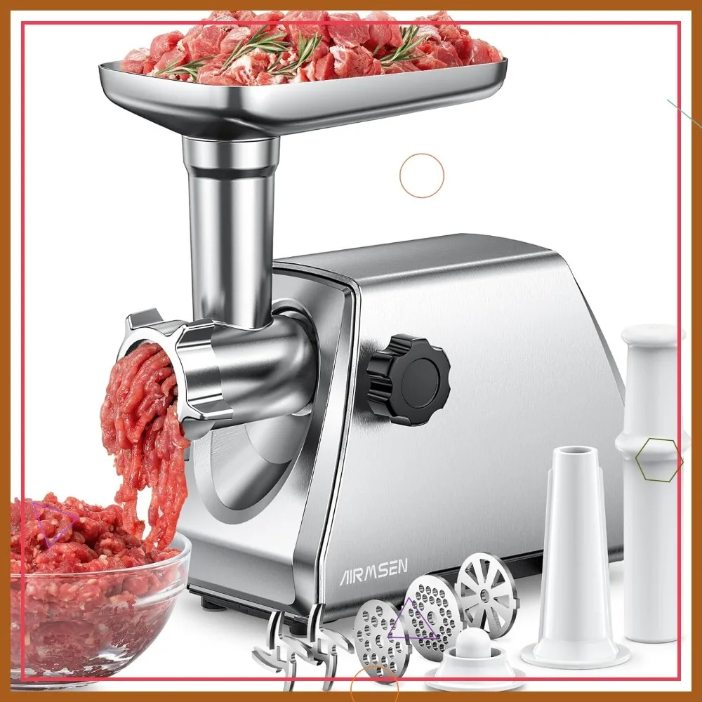

Heavy Duty Electric Meat Grinder & Sausage Maker with 3 Plates, 2 Blades & Kubbe Kit for Home Kitchen
