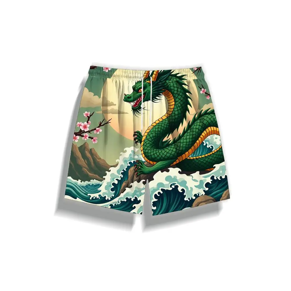 

1pcs Men's Short swim trunks2026 Summer 3D Printed Short sleeve Breathable running Polyester Pants Quick drying Men's pants
