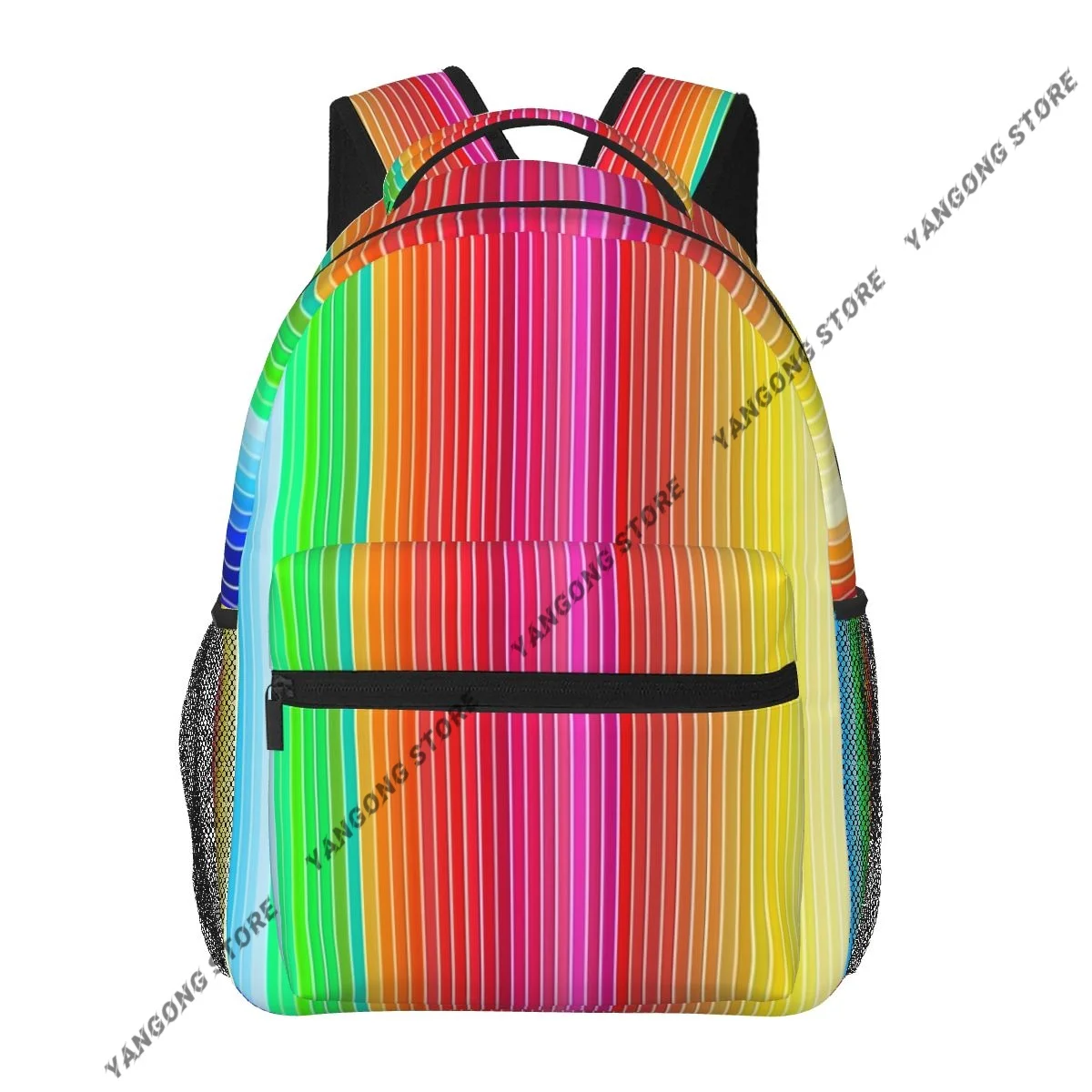 Fashion Backpack Women Men Unisex Students Backpacks Rainbow Stripes Abstract Background Travel bag Bookbag