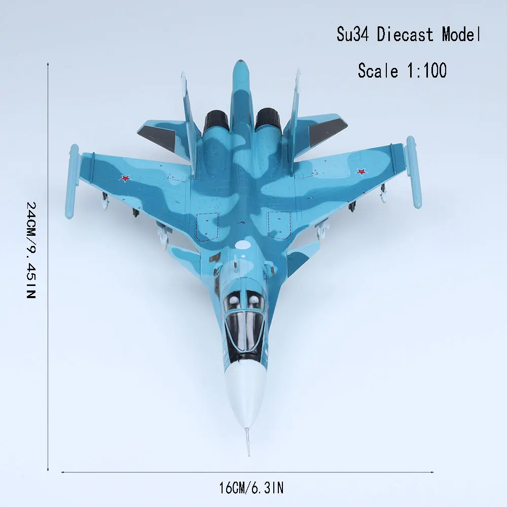 1/100 مقياس Su-34 نموذج طائرة مقاتلة من سبيكة كاملة الظهر للهدايا #4