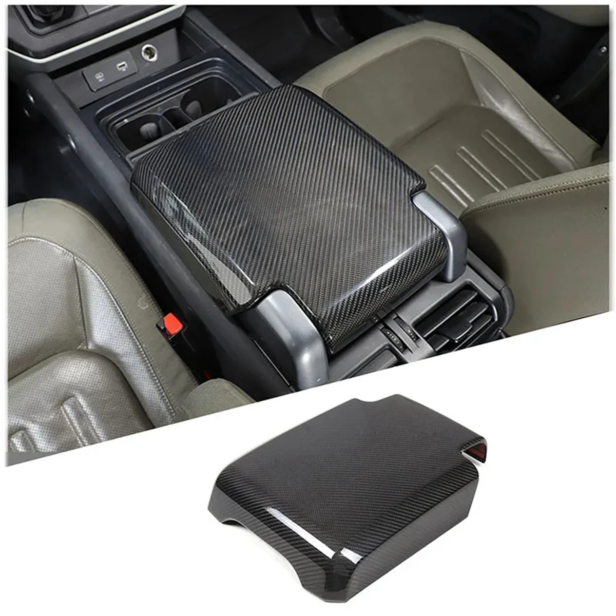 Carbon Fiber for Land 90 110 130 2020-2024 Center Console Armrest Panel Cover Trim Interior Accessories