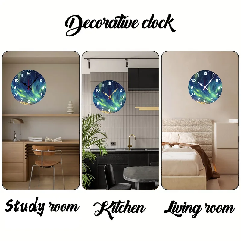 قطعة واحدة من ساعة الحائط الأكريليك المتوهجة في الظلام، نمط صائد الشمس بنفسك، موضوع أورورا الأخضر - 10 بوصات، مثالية للمنزل الحديث #6