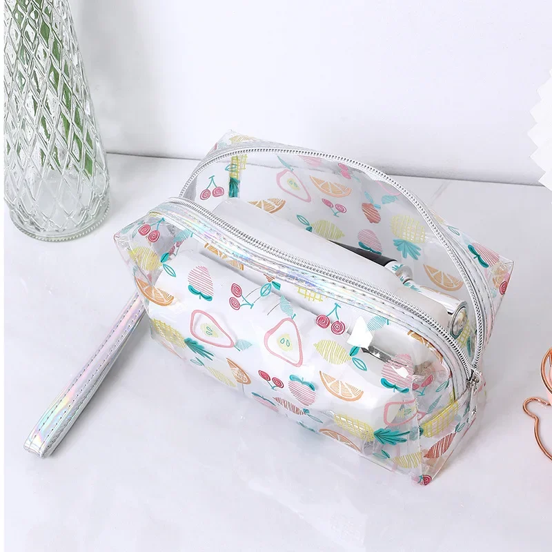 Women\'s Cosmetic Bag Fruit Style Fashion Cute Transparent Toilet Bag Pvc Makeup Bag Travel Convenient Bathing Storage Bags