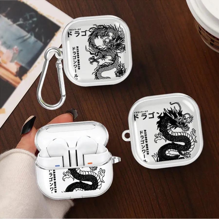 Case For Redmi Galaxy Buds 8Active 6 Pro 8 Lite 5 7 6Active Clear Earphone Cases Cover With Hook The Art World Of Dragons