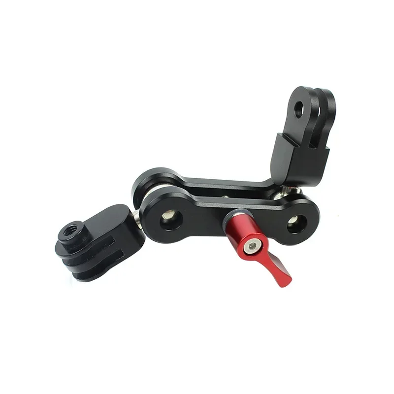 หมวกกันน็อคอลูมิเนียมวงเล็บ Dual Ball Head Arm Mount Adapter การหมุน 360 องศาสําหรับ GoPro DJI OSMO Action กล้องอุปกรณ์เสริม