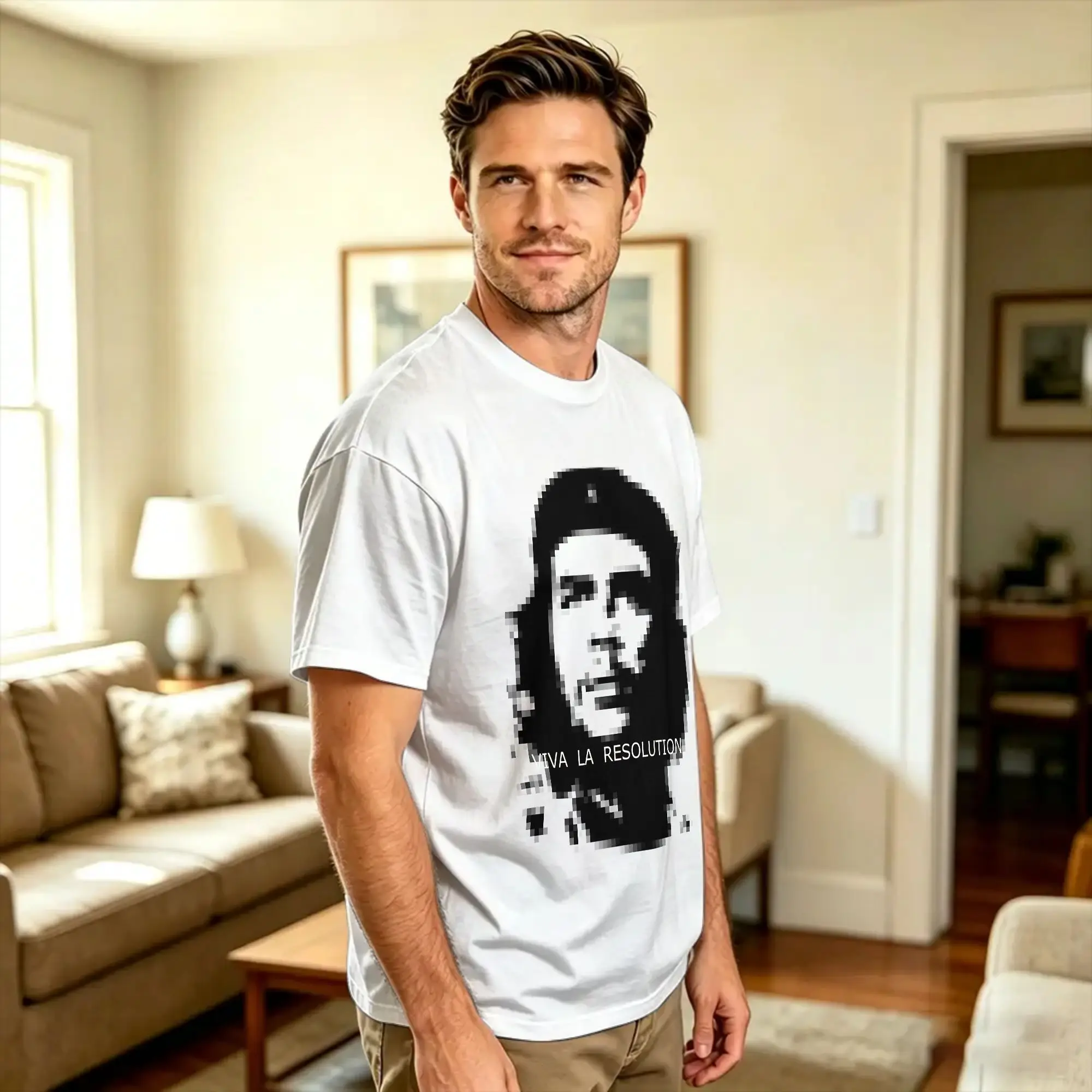 Viva La Resolution Oversized Cotton T-Shirt For Men Summer  Y2K Casual T-Shirts Leisure Tee Shirt Oversize Wholesale Tops