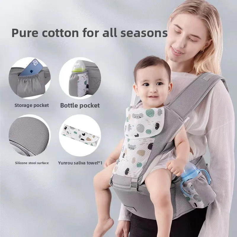 

Lightweight Baby Carrier with Waist Stool, Ergonomic Front Back Carry Infant Sling for Newborn to Toddler