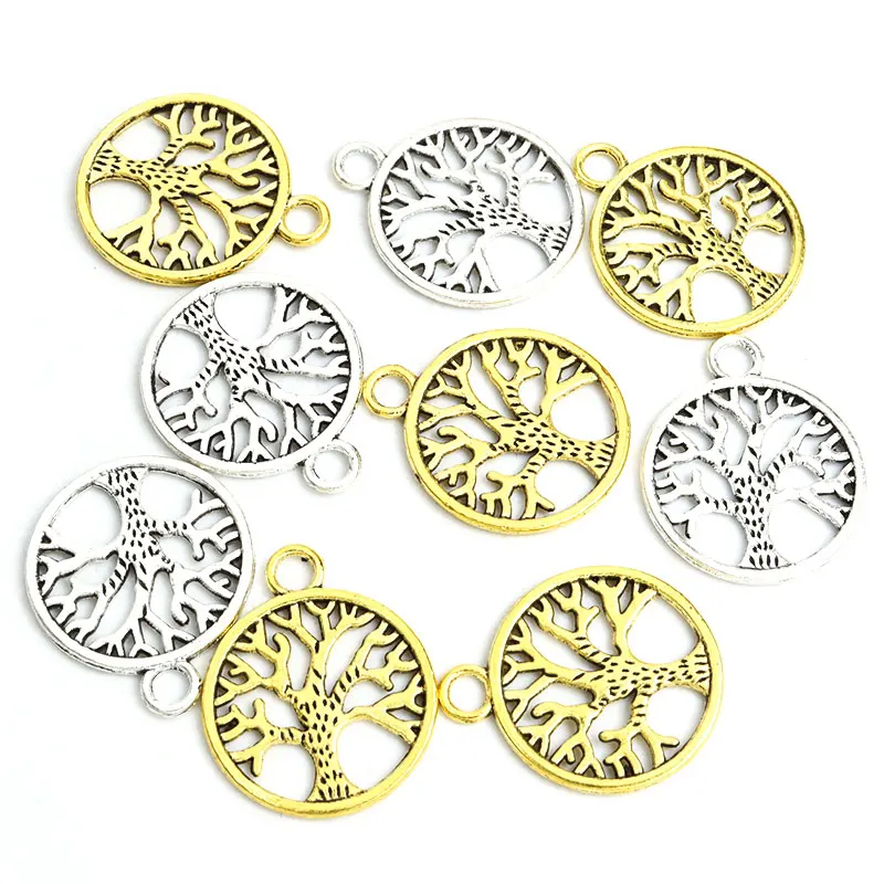 10pcs Mix Styles Tree Of Life Series Alloy Charms DIY Necklace Bracelet Earrings Accessories World Peace Life Tree Retro Pendant