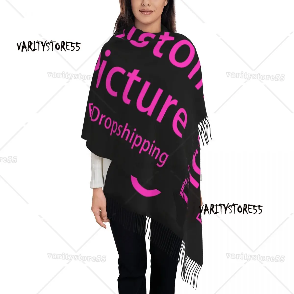 Personalized Print Personalized Custom Photo Logo Scarf Men Women Winter Fall Warm Scarves Customized DIY Print Shawl Wrap