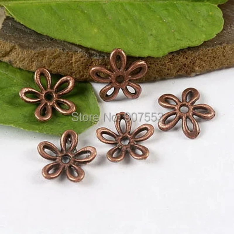 50pcs 12mm Copper-tone Hollow Plum Flower Bead Cap  H1378 Beads for Jewelry Making