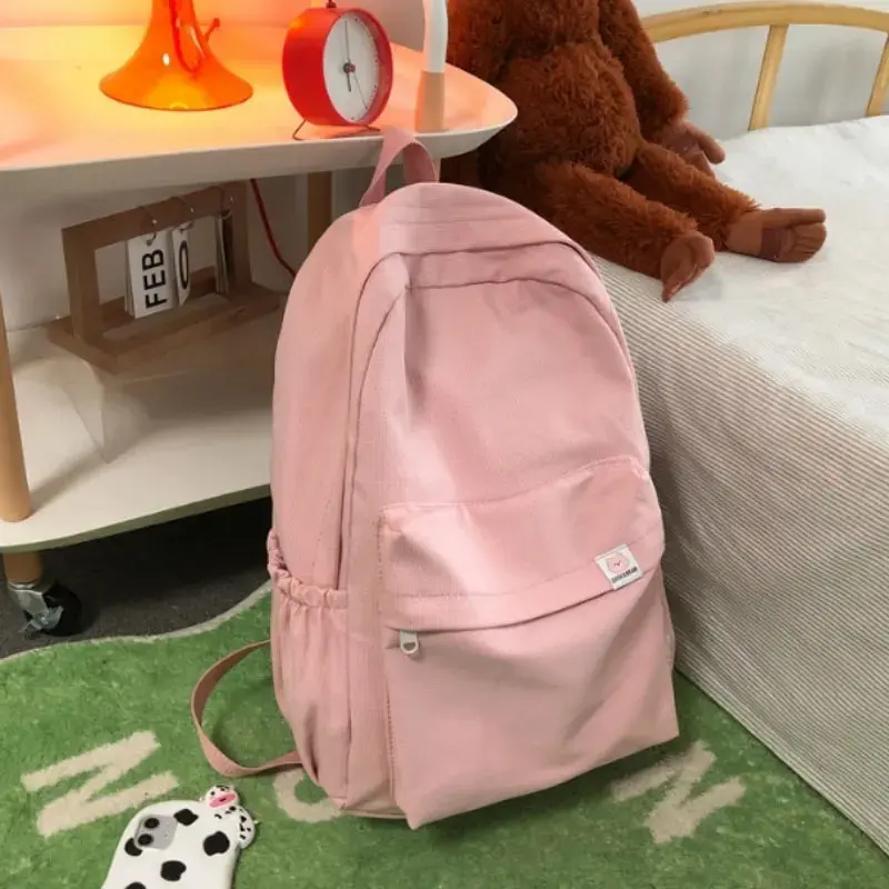 Backpack Soft Sister Solid Color Large Capacity Student Schoolbag 2022 School Season New College Students Ins Backpack