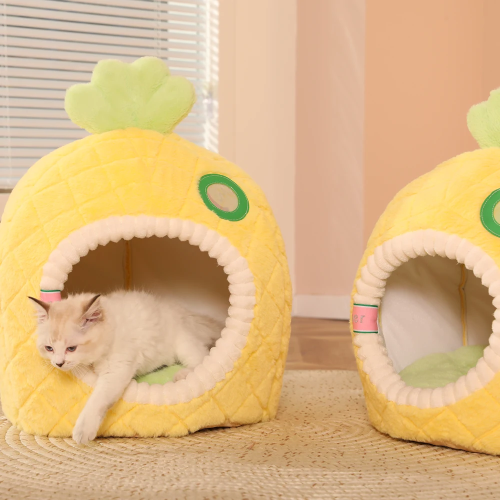 HOOPET Cat Bed House Soft Plush Kennel Puppy Cushion Small Dogs Cats Nest Winter Warm Sleeping Pet Dog Bed Pet Mat Supplies