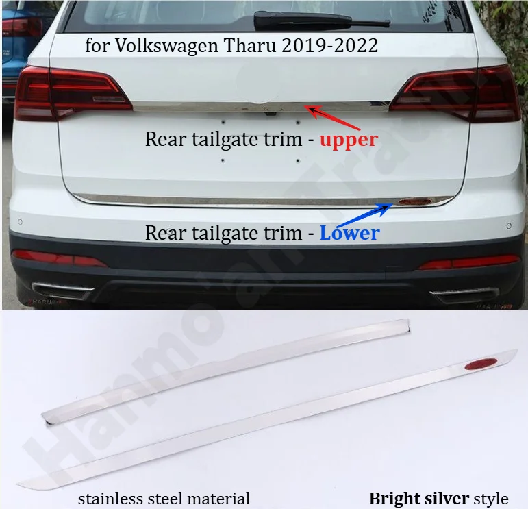 for Volkswagen Tharu 2019-2022 Rear trunk decorative strip/tailgate bright strip/exterior modified stainless steel sequins