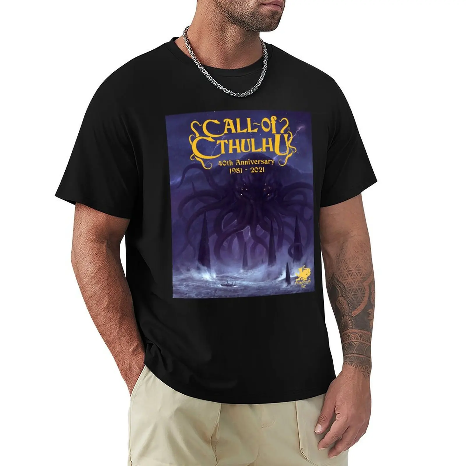 Call of Cthulhu 40th Anniversary Cover T-Shirt Everyday Wear Basic Short Sleeve Top