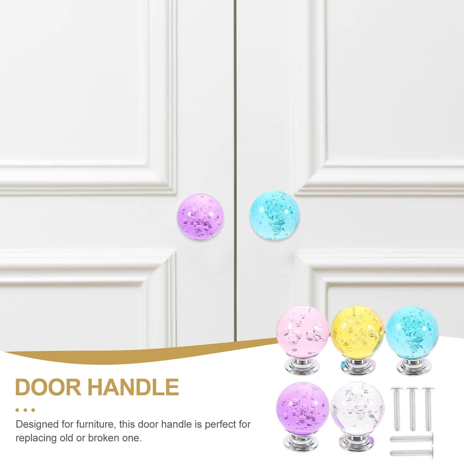 

5pcs Crystal H les Drawer Pulls European Bubble Ball Knobs Silver Base Colorful Furniture Hardware Metal Parts Door Wardrobe
