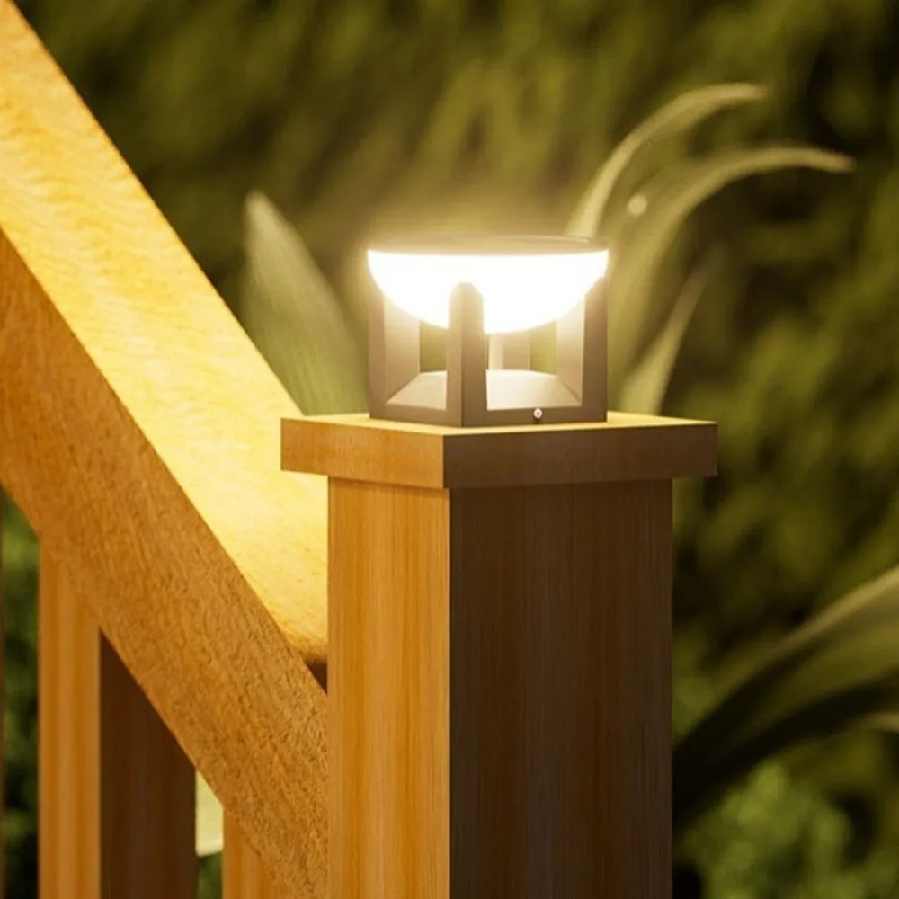 

Waterproof Solar Powered Column Lights Efficient Atmosphere Outdoor Pillar Lamp 3 Lighting Modes Deck Lantern Yard Landscape