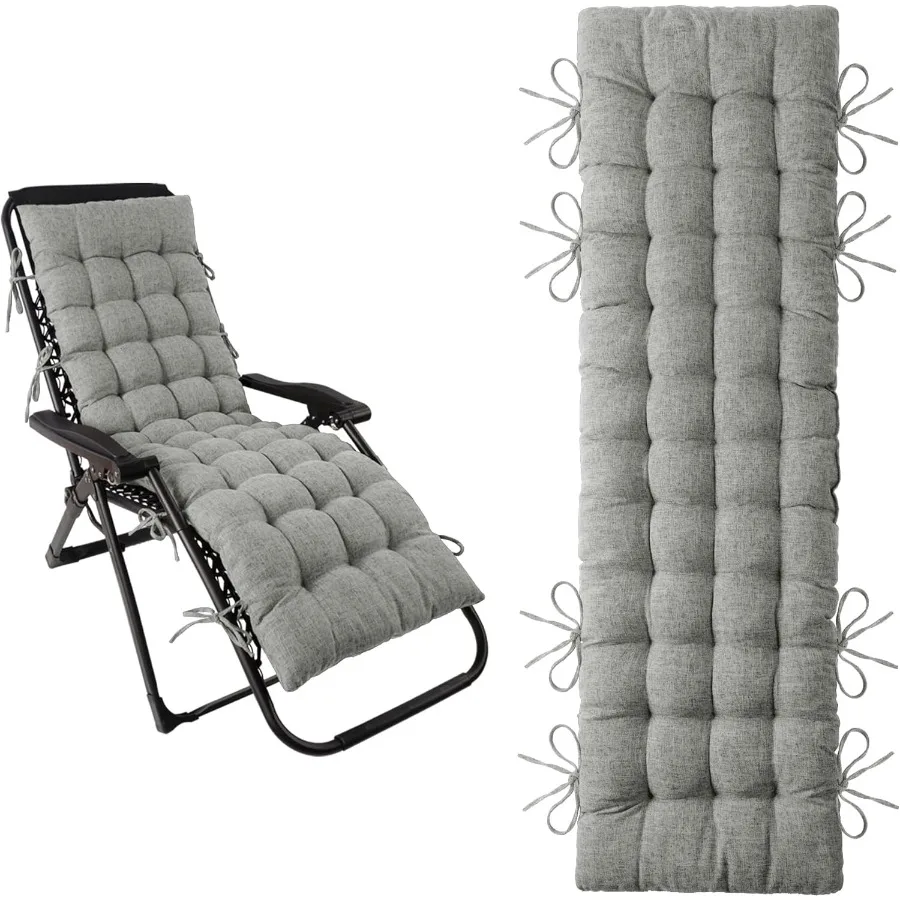 

ELFJOY Lounge Chair Cushion Faux Linen Zero Gravity Chair Cushion with Ties Thick Padded Long Bench Cushion for Recliner Chaise
