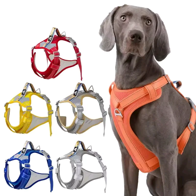 

Reflective Dog Harness Strap Large Dog Chest Strap Front Clip Heavy Duty Easy Control Handle for Large Dog Walking Leash