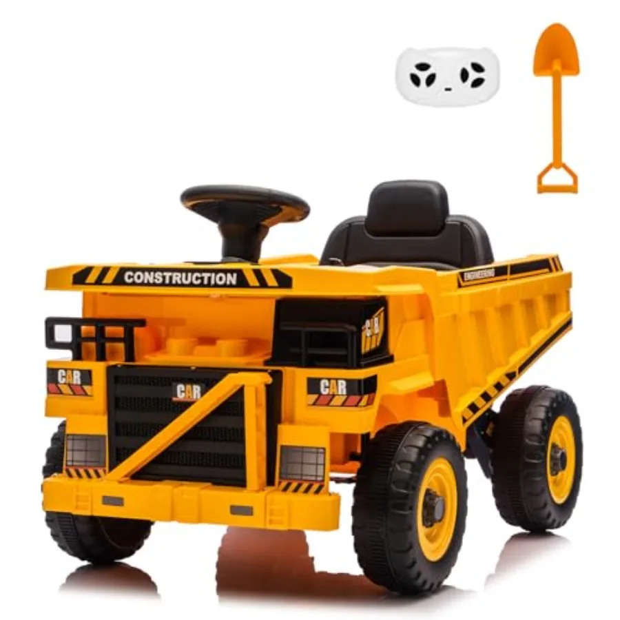 

Ride On Construction Truck 12V Battery Powered Ride On Car with Remote Control Electric Vehicle with Shovel Speaker Yellow