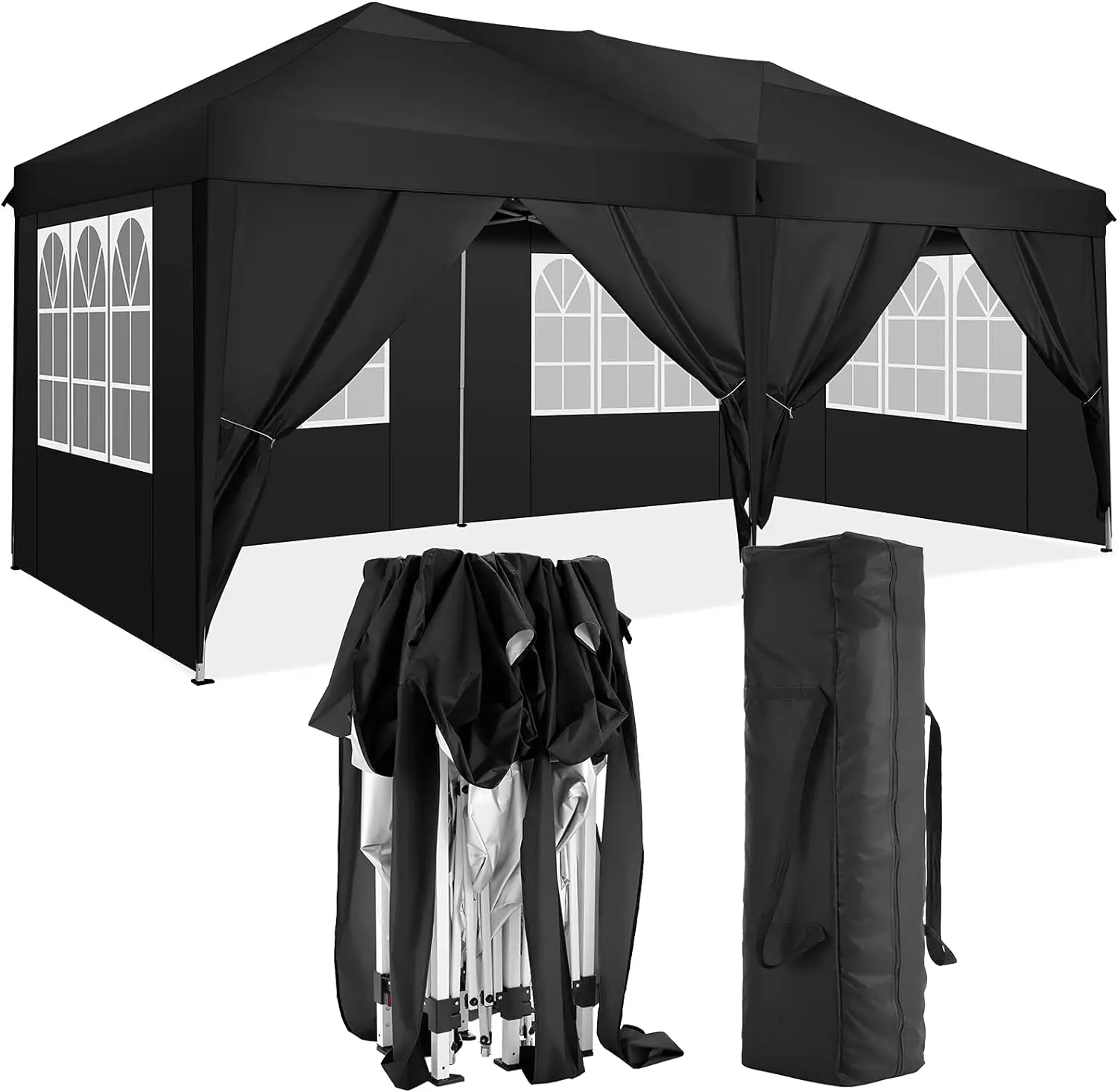 

10x20 FT Folding Canopy 6 Removable Sidewalls UPF 50+ Portable Tents Outdoor Event Shelter for Parties Beach Camping Pergola