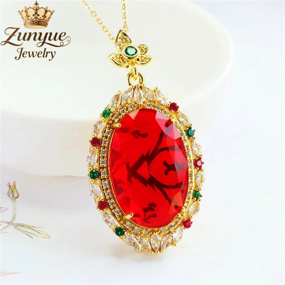 High-End Colored Glass Flower Diamond Gemstone Pendant Luxury Quality Fashion Fine Jewelry Exquisite Elegant Popular Charms Gift