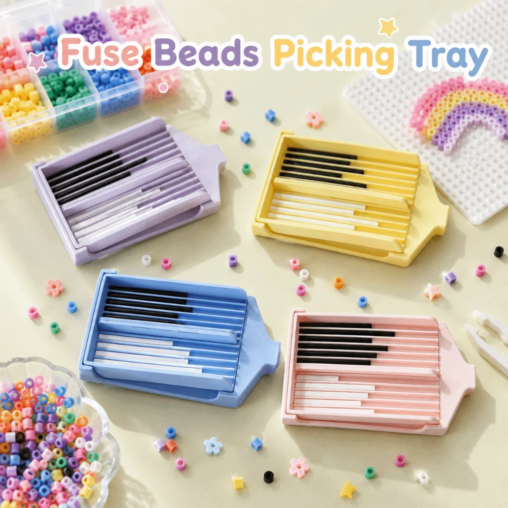 3D Printing Fuse Beads Picking Tray 2.6mm Efficient Fuse Beads Aligner Tray DIY with Baffle Plate Melt Bead Storage Box