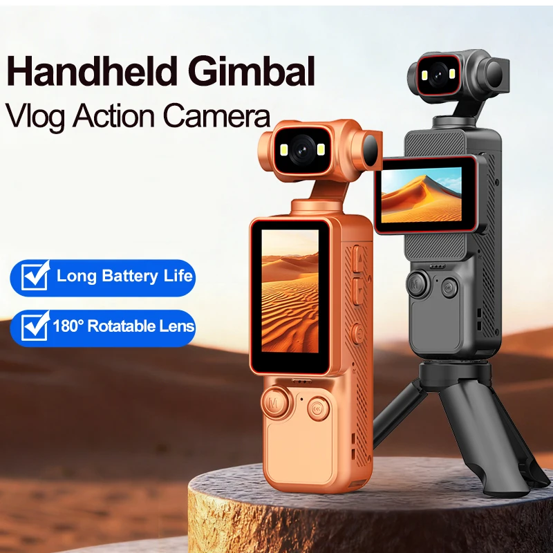 High-Definition Handheld Sports Camera with Flip-Up Shooting Function, Handheld Gimbal, Outdoor Pocket Sports Anti-Shake Camera, Portable Camera for Outdoor Use